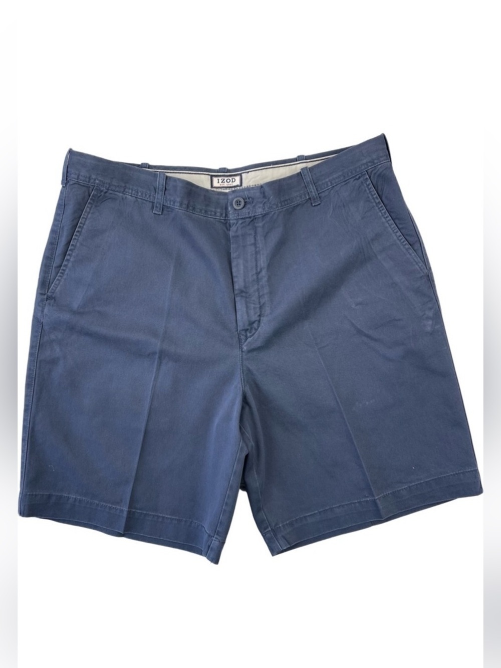 ✅ IZOD Men’s Flat front 9” shorts blue color waist 38 cotton